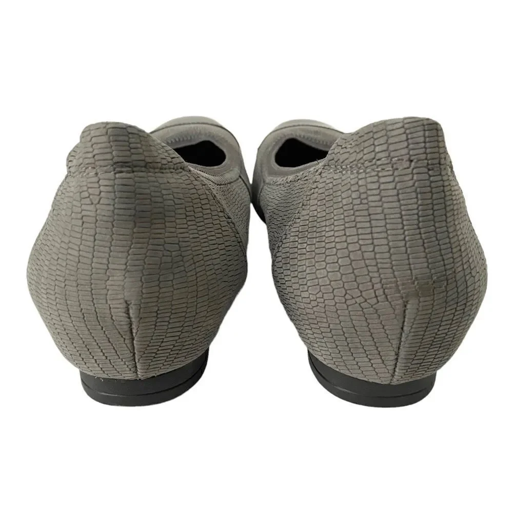 NEW Munro Danielle II Grey Lizard Print Nubuck/Patent Flat Shoes in Size 8.5W